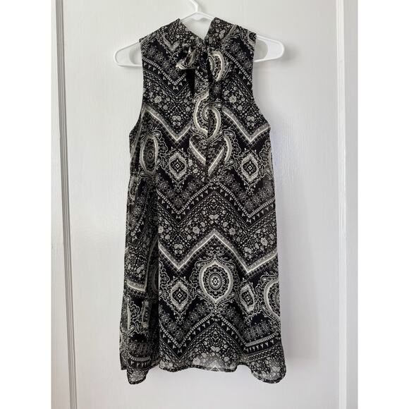 Cookies Hawai’i Paisley High Neck Black and Cream Color Midi Dress Size Small - Picture 4 of 11